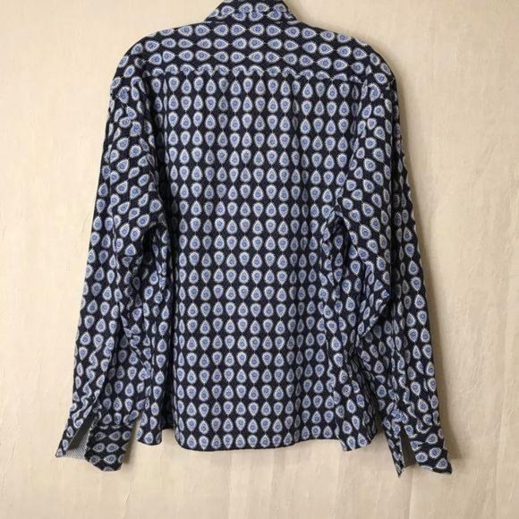 Thomas Dean Blue Men's Large Paisley Print Shirt - Picture 3 of 7